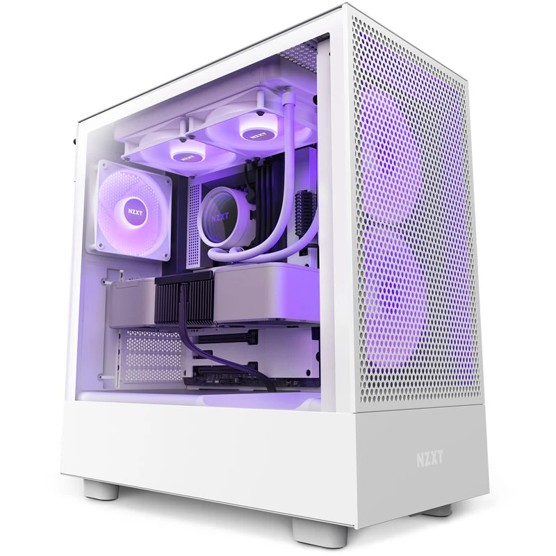 PC Case H5 Flow RGB su langu, balta