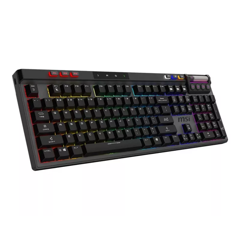 Mechaninė žaidimų klaviatūra MSI Strike Pro W Silent US išdėstymas RGB apšvietimas, laidinė, taktiliniai tylūs jungikliai