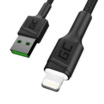 Lightning į USB-A laidas Green Cell KABGC12, 2 m, Lightning – USB A, juodas