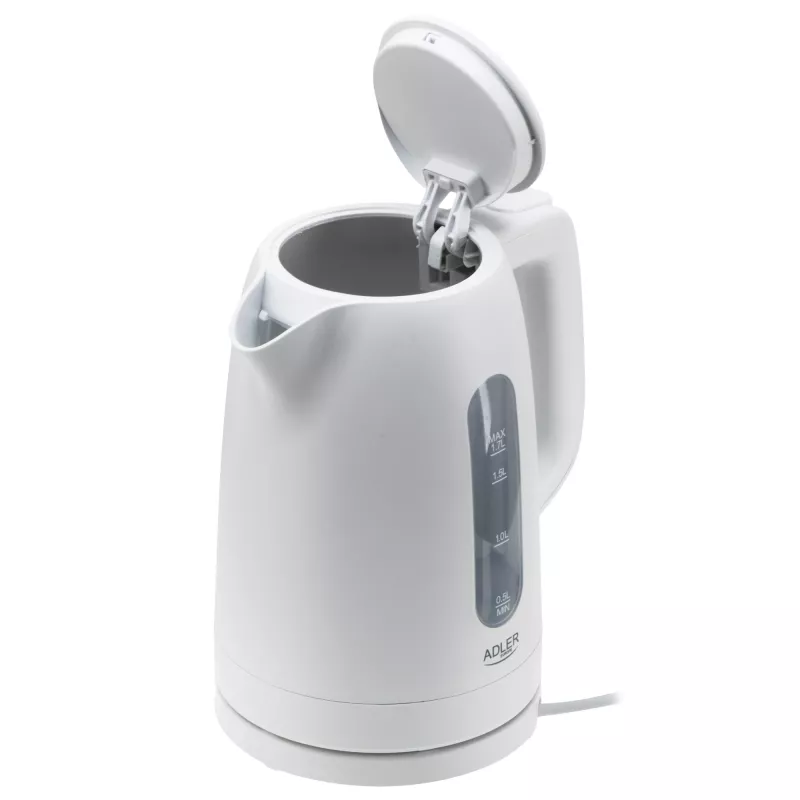 Elektrinis virdulys Adler AD 1379w — 1,7 L, iki 2200 W, baltas, 360° pasukamas pagrindas, polipropilenas