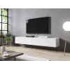 TV staliukas cama meble SLIDE 200 — 2000×400×300 mm, baltas blizgus MDF viršus, baltas rėmas