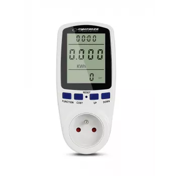 Energijos suvartojimo matuoklis ESPERANZA ELA103 su LCD ekranu — 16 A, 3680 W, 230 V, 50–60 Hz
