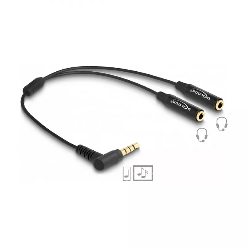 DeLOCK garso laidas 0,25 m 3,5 mm 2 × 3,5 mm juodas