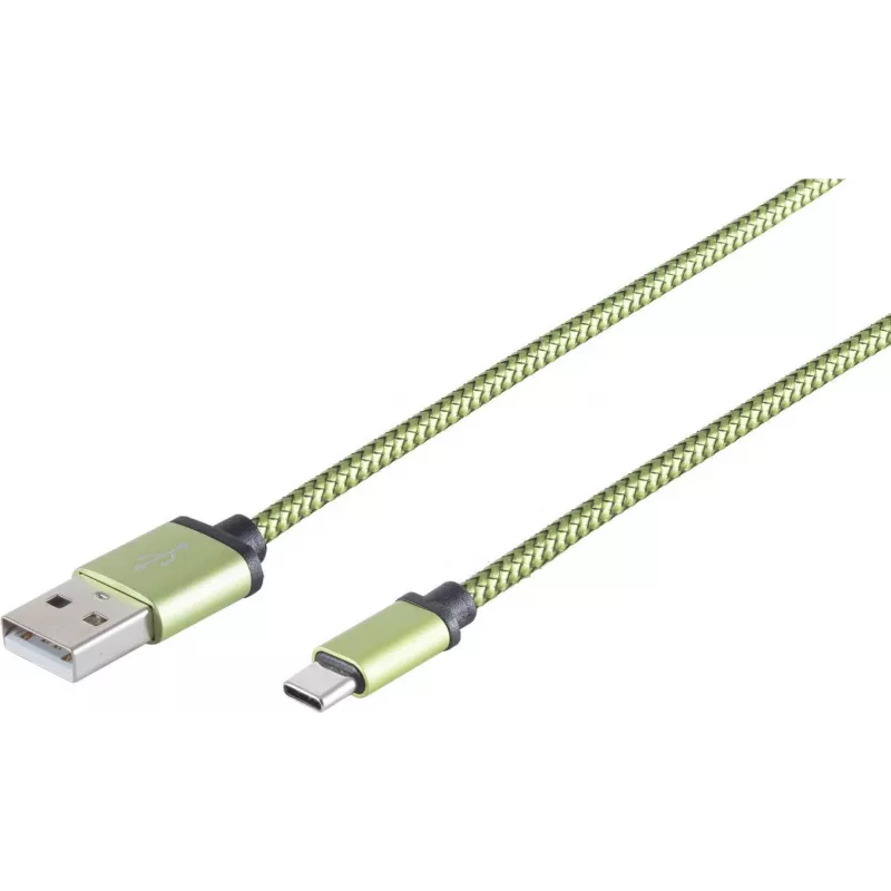 USB laidas S/CONN 14-50119 USB 2.0 0,9 m USB A USB C žalias