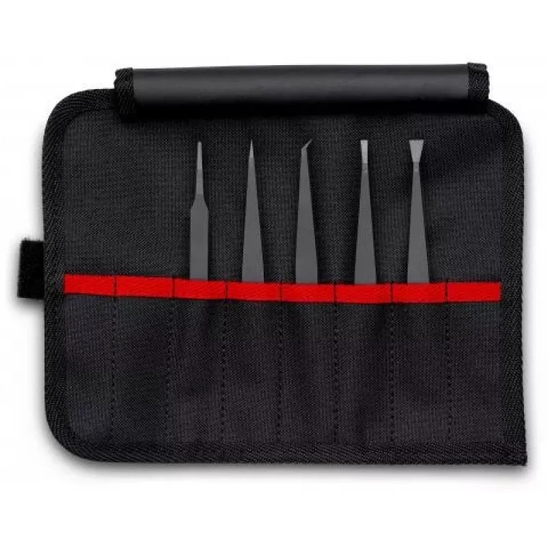 ESD Tweezer Knipex 92 00 05 Juoda plokščias Pointed Curved tiesus