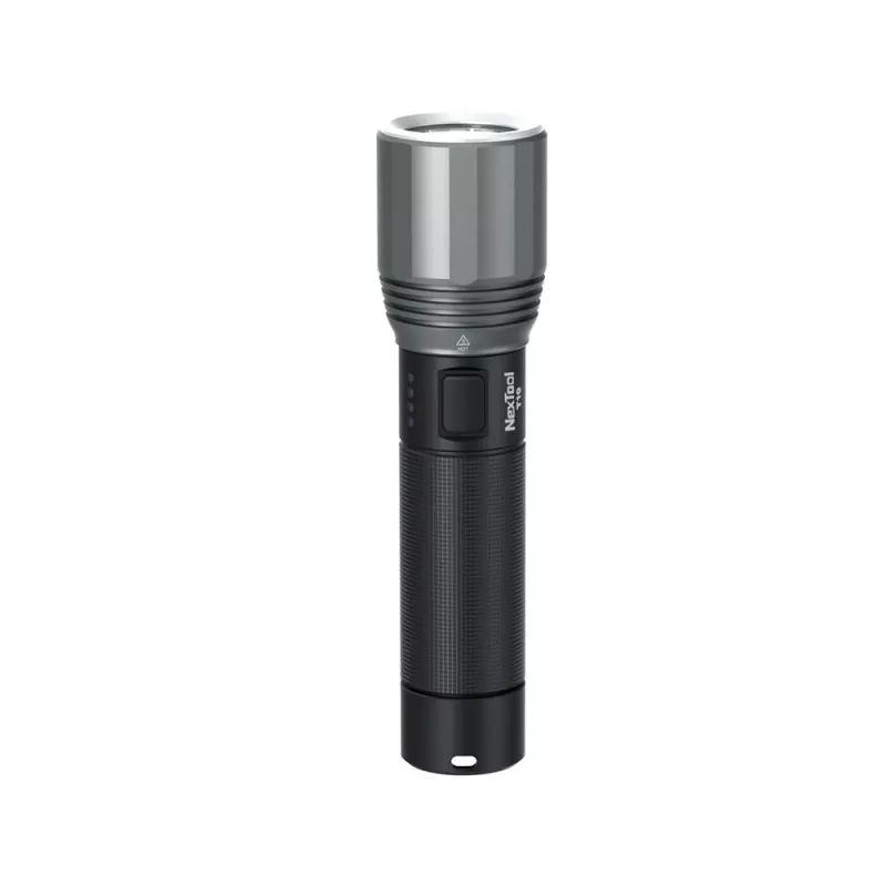 Rankinis žibintuvėlis Nextool T10 — 2000 lm, 220 m spindulys, USB-C, IPX7, aliuminio korpusas, 152 mm