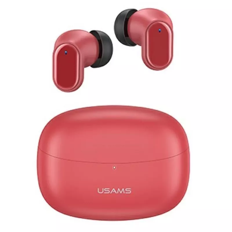 Belaidės TWS ausinės usams BH serija BHUBH03 Bluetooth 5.1, raudonos — įdedamos į ausis, įkrovimo dėklas