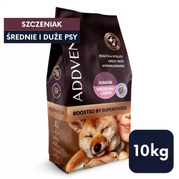 ADDVENA Boosted by superfoods Junior Medium/Large Beef - sausas šunų ėdalas - 10 kg