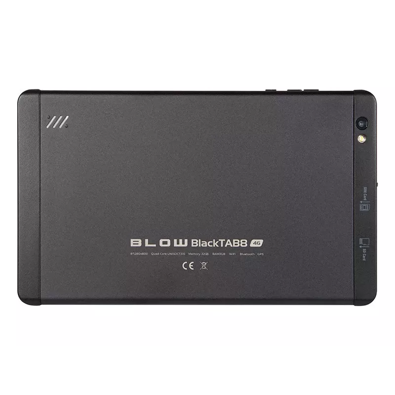 Planšetinis kompiuteris BLOW JuodaTAB8 8 colių 4G LTE, 3 GB RAM, 32 GB eMCP, Android 14, IPS 1200×1920, MicroSD