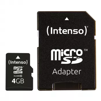 ATMINTINĖ MICRO SDHC 4GB C10/W/ADAPTER 3413450 INTENSO