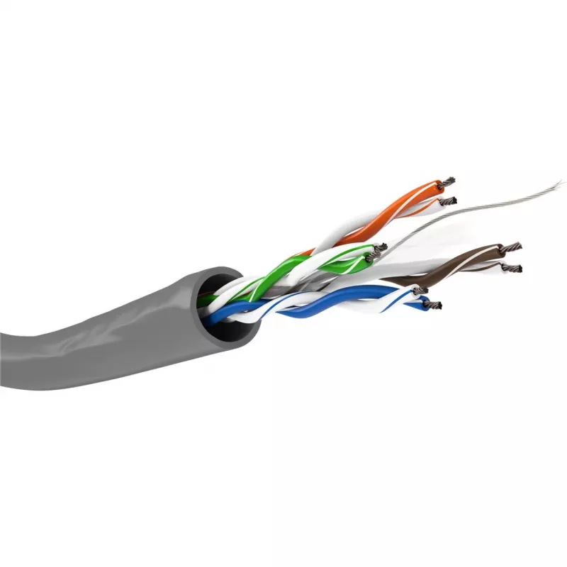 „Wentronic Goobay“ CAT 6 tinklo kabelis, U/UTP, pilkas, 100 m – CCA, AWG 24/7 (vytas), PVC (93884)