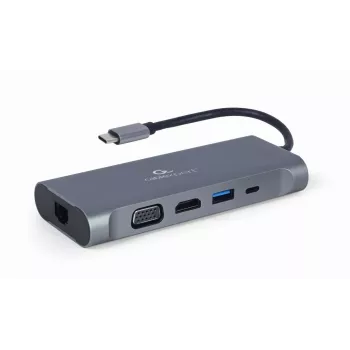 Gembird A-CM-COMBO7-01 nešiojamojo kompiuterio dokas / prievadų replikatorius USB 3.2 Gen 1 Type-A pilkas