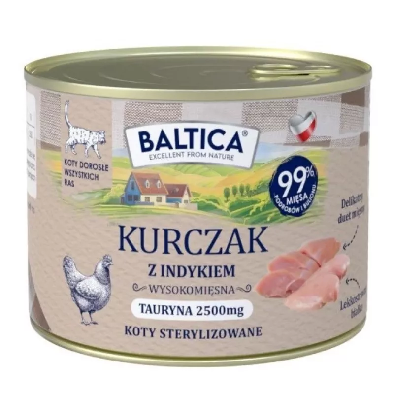BALTICA regioniniai skoniai Vištiena su kalakutiena – šlapias kačių maistas – 185 g