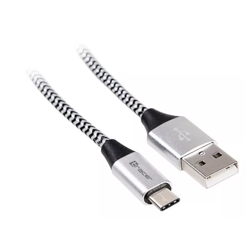 Laidas USB 2.0 Type-C vyriškas - C vyriškas 1,0m juodas-sidabrinis