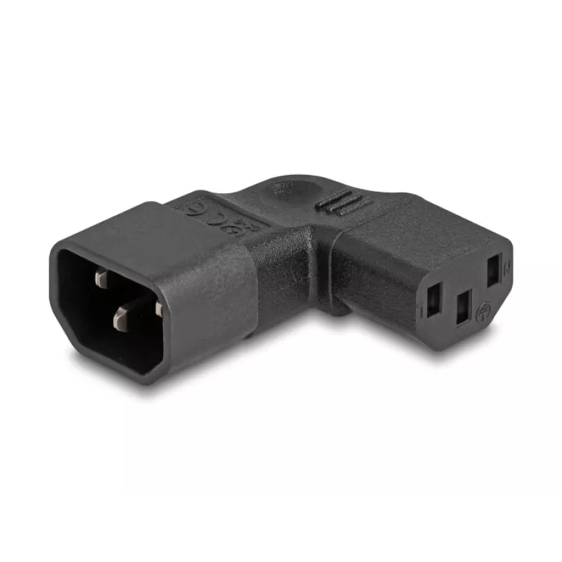 DeLOCK tinklo adapteris IEC 60320 C14 į C13 kištukinis lizdas 10 A 90° kairėn dešinėn juodas