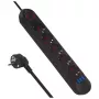 Maitinimo lizdas MACLEAN MCE395 B — 5 lizdai, 3×USB, 110–240V AC, 2,1A USB, 2500W, 1,5 m kabelis, juodas