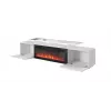 TV spintelė Cama Meble ROVA su elektriniu židiniu 190x37x48 cm balta / blizgi balta