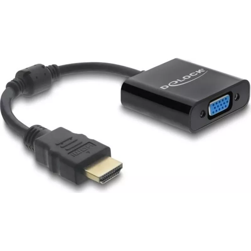 DELOCK HDMI patinas į VGA patelė adapterio kabelis – HDMI (patinas) į VGA (patelė), juodas