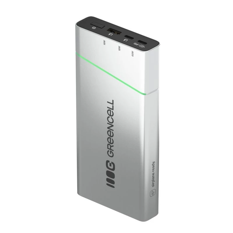 Nešiojama baterija Green Cell BPLGC20P 20800 mAh ličio jonų, USB-C PD 65W, 2x USB-C + 1x USB-A, aliuminio korpusas