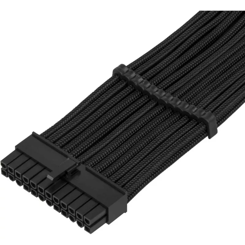 SilverStone PP07E - Maitinimo prailginimo kabelis - ATX, 24 kontaktų (W) į ATX, 24 kontaktų (M) - 30 cm - Juodas