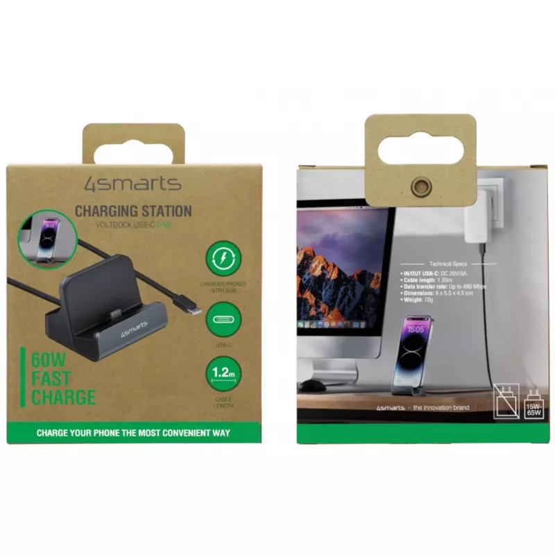 4smarts Charging Dock VoltDock USB-C 60W pilka (541426)