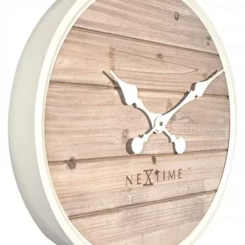 NeXtime klok 3134wi Plank, Ø50 cm, Sieninis, Baltas