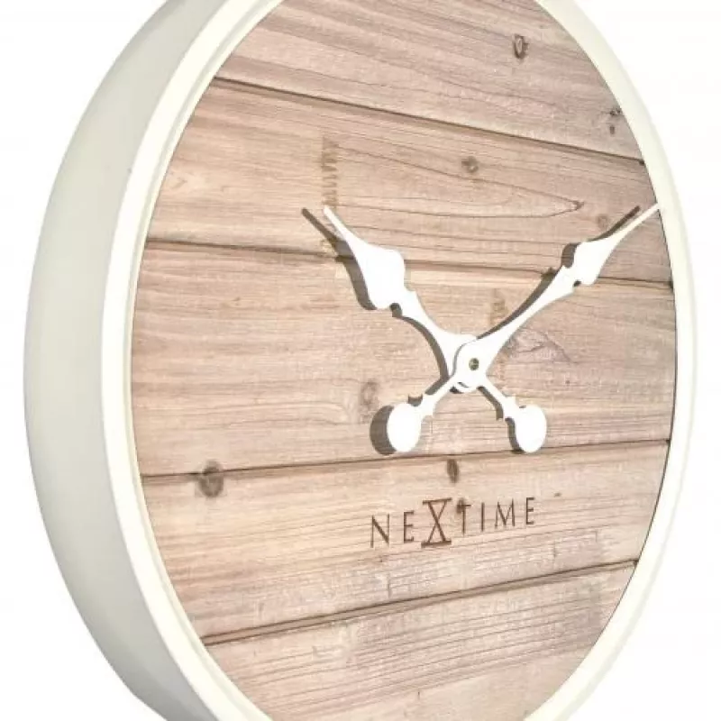 NeXtime klok 3134wi Plank, Ø50 cm, Sieninis, Baltas