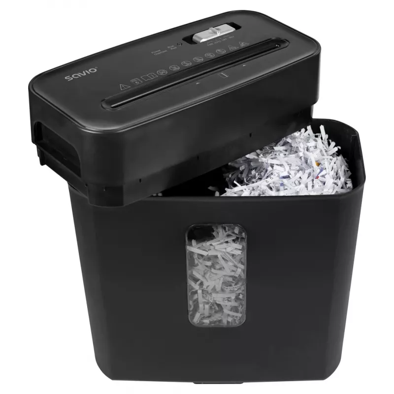 Popieriaus smulkintuvas SAVIO ND-01, kryžminis pjovimas 4 x 32 mm, 11 L talpos dėžė, 230 W, juodas, 72 dB