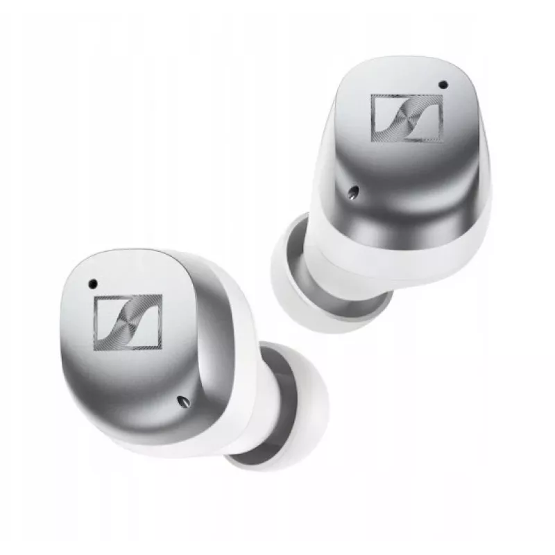 SENNHEISER Momentum MTW4 belaidės Bluetooth triukšmą slopinančios sportinės ausinės - balta ir sidabrinė