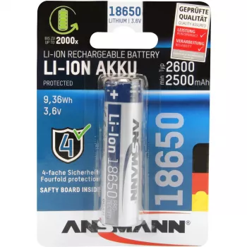 ANSMANN - Baterija 18650 - Li-Ion - 2600 mAh - 9,36 Wh - Sidabrinė (1307-0000)