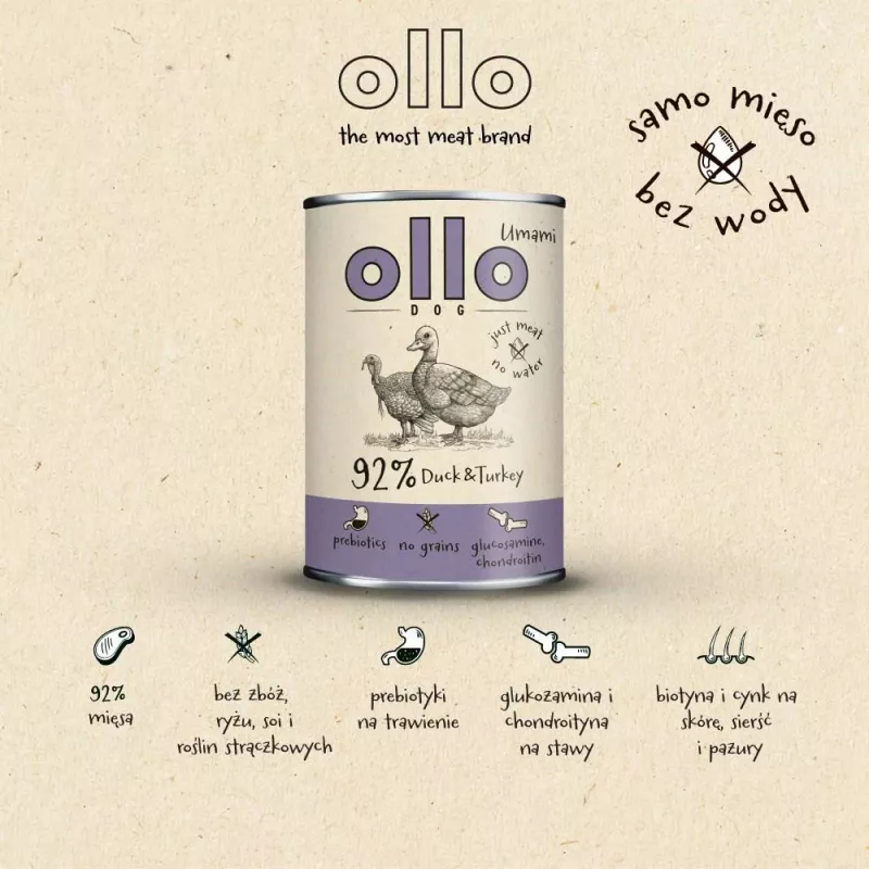 OLLO Umami Antis ir kalakutiena - šlapias šunų maistas - 850 g