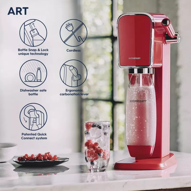 Sodos gaminimo aparatas SodaStream Art Mandarino Raudonos Spalvos 1L Gazuotas Butelis
