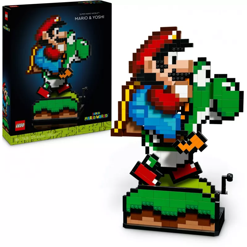 Konstrukcinis žaislas LEGO Super Mario World Mario & Yoshi rinkinys 71438 — interaktyvios figūrėlės ir statomi žaidimo elementai