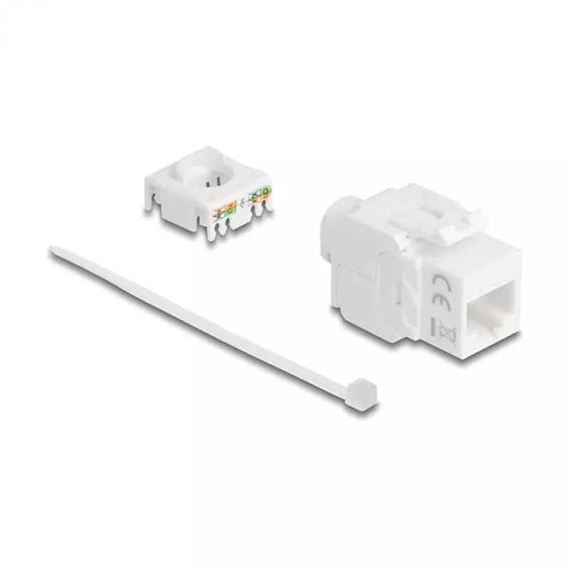 „Keystone“ modulis DELOCK 90722 plokščias RJ-45 baltas, 16×36×20,8 mm
