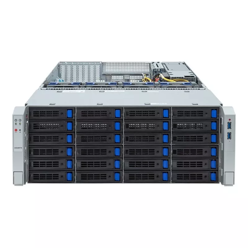 4U stovo serveris GIGABYTE S453-S70-AAV1 — dviejų lizdų LGA4677, DDR5, 16 DIMM, 38× 2,5 col./M.2, 1600 W pertekliniai maitinimo šaltiniai (80 PLUS Titanium)