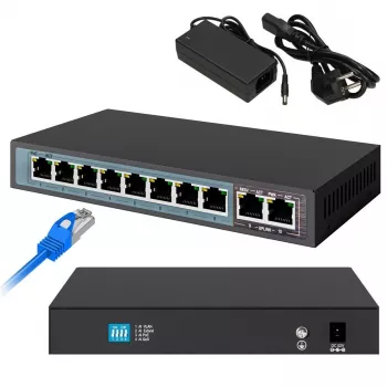 Extralink PoE jungiklis CERES 8x 100Mb/s PoE/PoE+, 2x RJ45 Uplink 100Mb/s, 96W