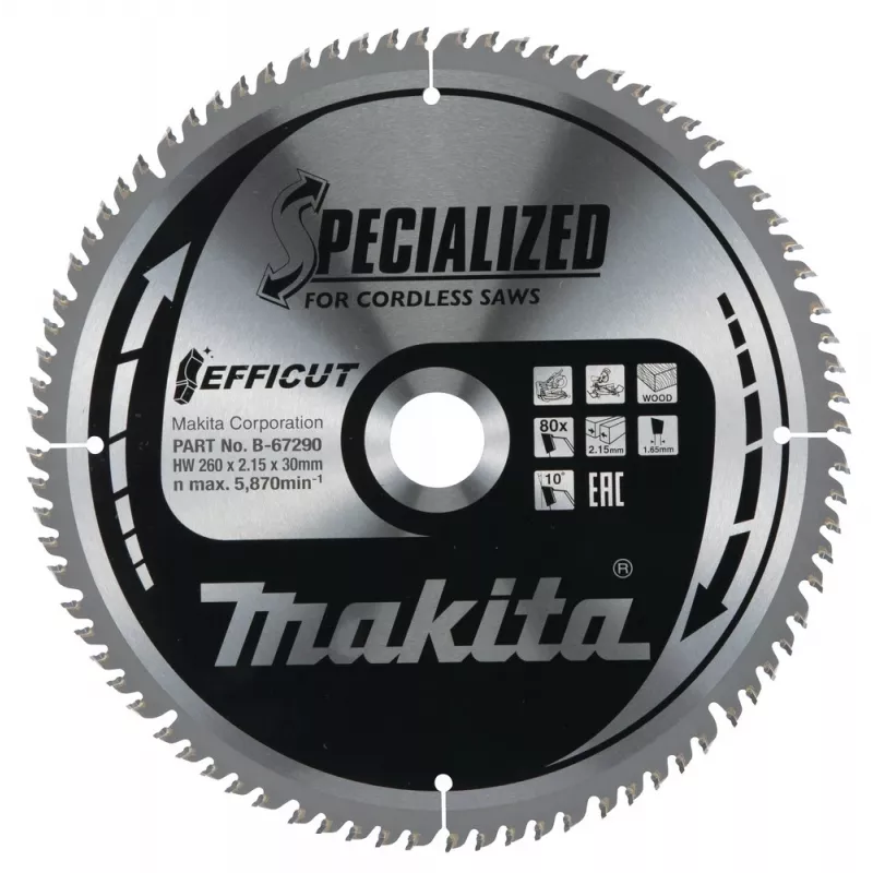 T.C.T. pjovimo diskas 260X2.15X30mm 10° T80 EFFICUT
