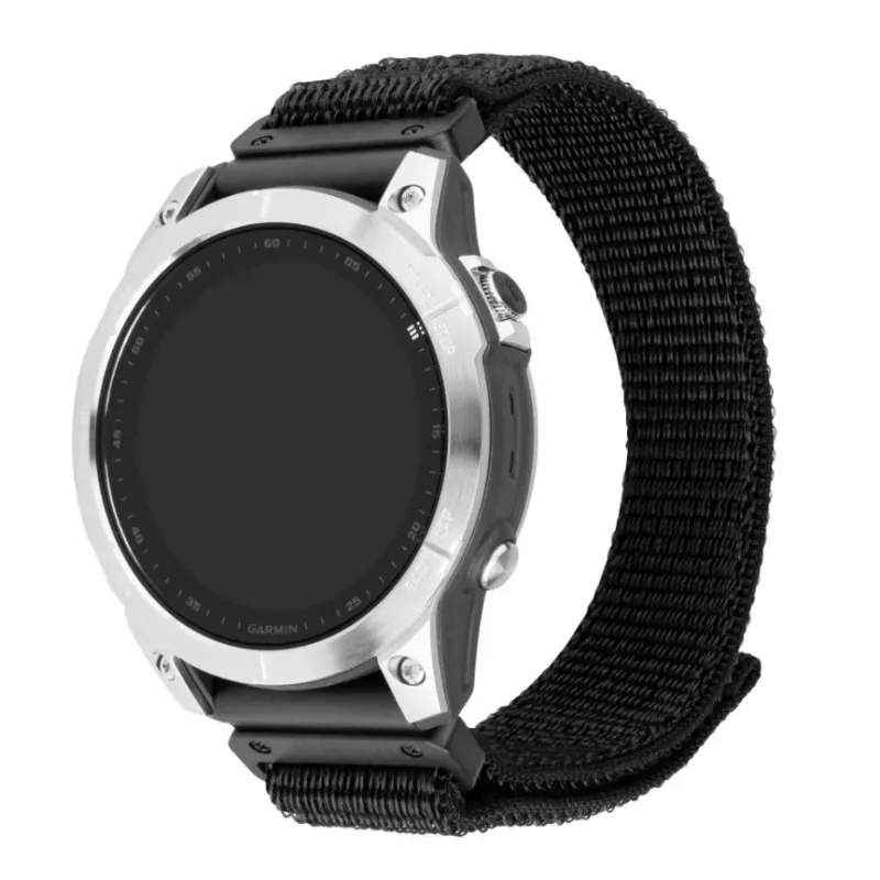 Pakeičiamas 26 mm QuickFit nailono laikrodžio dirželis FIXED, skirtas Garmin, juodas