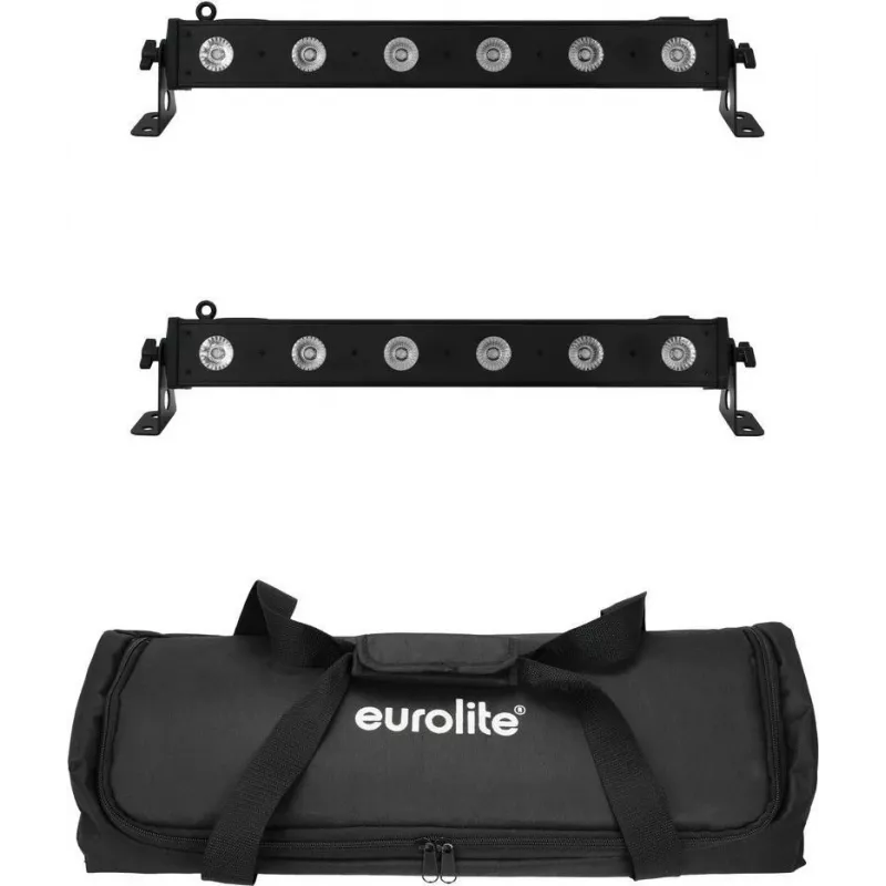 EUROLITE 2x LED BAR-6 QCL RGBA šviesos juostų rinkinys su minkštu dėklu