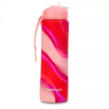 COOLPACK Silikoninis vandens butelis Pump 600 ml mergaitėms rožinis