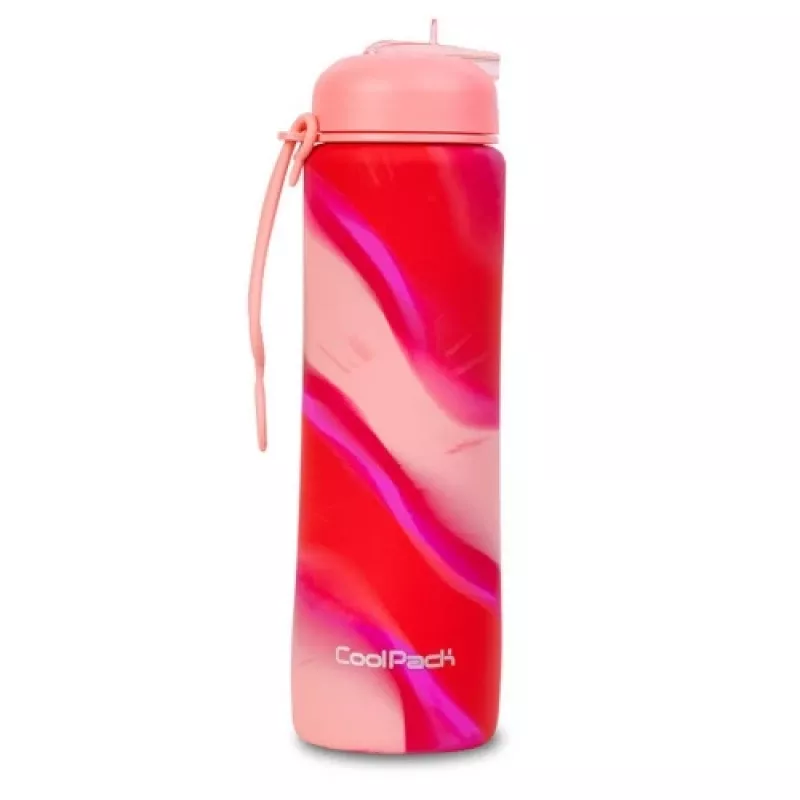 COOLPACK Silikoninis vandens butelis Pump 600 ml mergaitėms rožinis