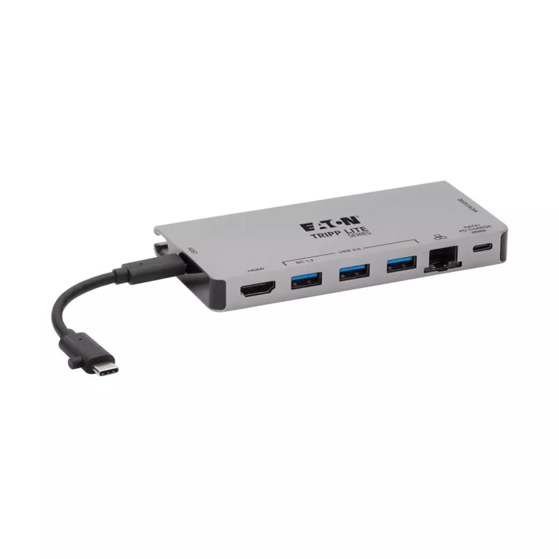 USB-C Dock - 4K HDMI, USB 3.2 Gen 1, USB-A Hub, GbE, atminties kortelė, 100W PD įkrovimas, nuimamas laidas U442-DOCK5D-GY
