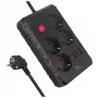 Maitinimo lizdų blokas MACLEAN MCE393 B — 4 lizdai, 3×USB, 110–240V, 2500W, 3 m laidas, juodas