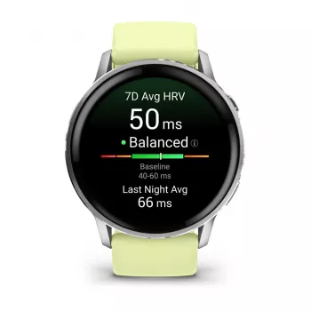 Garmin Venu 010-03014-02 išmanusis laikrodis / sportinis laikrodis 3,56 cm (1,4 inch) AMOLED 45 mm Skaitmeninis 454 x 454 pikseliai Liečiamas ekranas Sidabrinis „Wi-Fi“ GPS (palydovas)