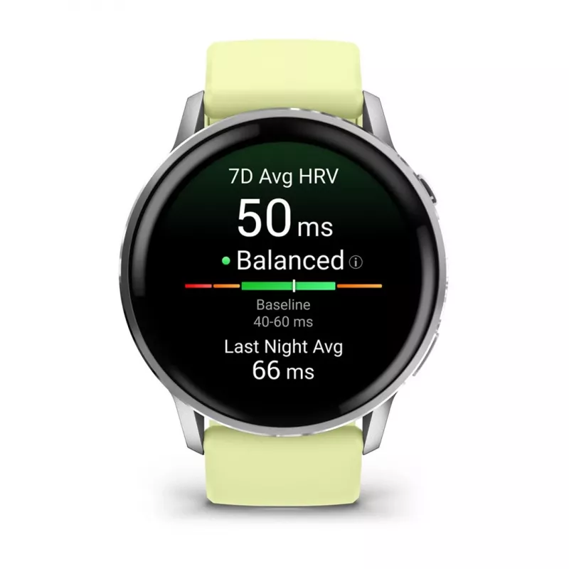 Garmin Venu 010-03014-02 išmanusis laikrodis / sportinis laikrodis 3,56 cm (1,4 inch) AMOLED 45 mm Skaitmeninis 454 x 454 pikseliai Liečiamas ekranas Sidabrinis „Wi-Fi“ GPS (palydovas)