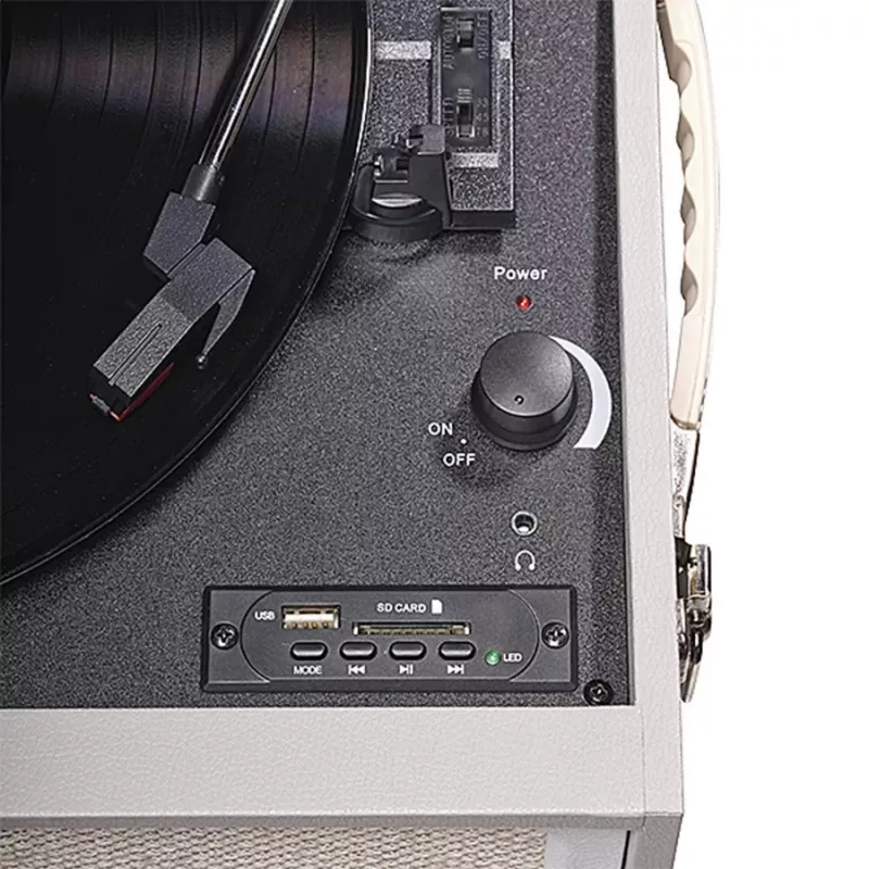 Patefonas Denver VPR-250 juoda pilka mediena 33 1/3 45 78 RPM