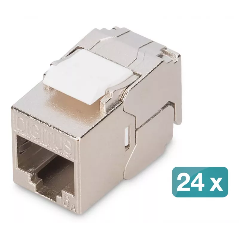 Digitus CAT 6A kompaktiškas „Keystone“ modulis, ekranuotas, montavimas be įrankių, 24 vnt.