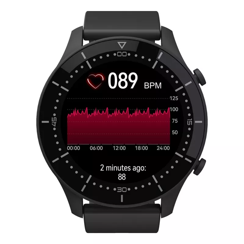 Išmanusis laikrodis MEDIA-TECH MT870 — 1,3 colio (3,3 cm) IPS jutiklinis ekranas, 51 mm korpusas, Bluetooth, juodas