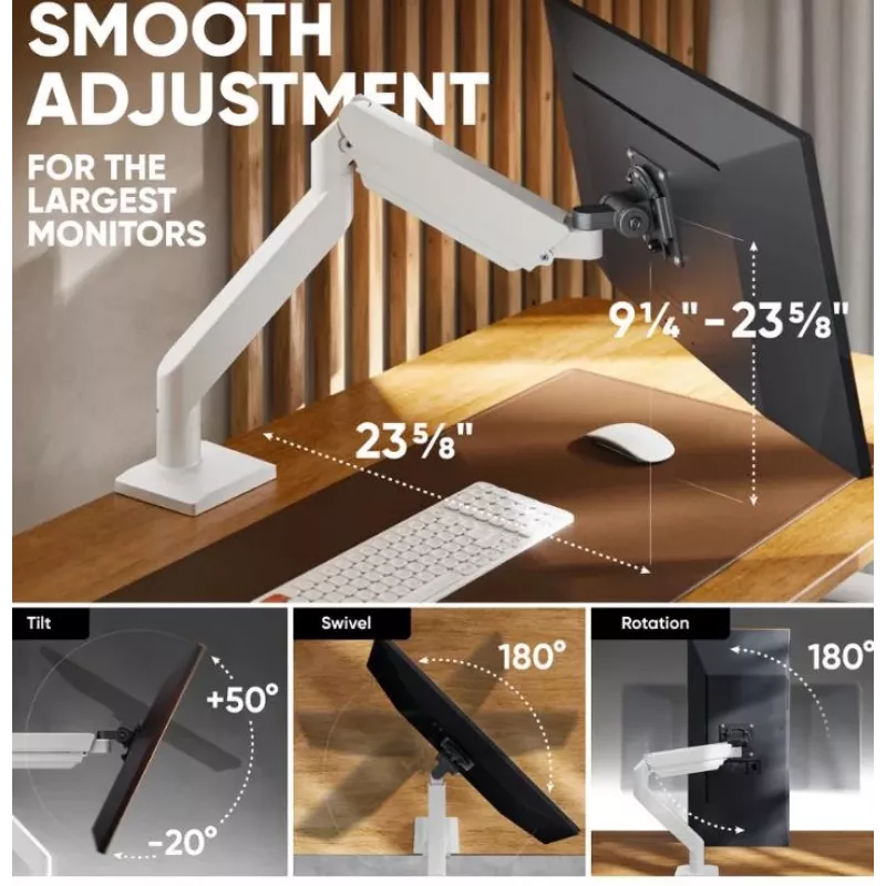Monitoriaus laikiklis ONKRON G110-BG 1 ekranui 15 kg, iki 106,7 cm (42 col.), VESA 75x75–100x100, spaustuvas / įvorė, juoda / pilka