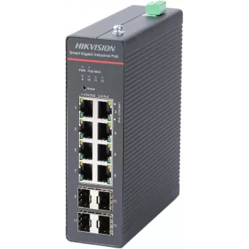 Hikvision DS-3T1512HP-SI-8P4FKIT(75W) tinklo komutatorius Valdomas Gigabit Ethernet (10/100/1000) Power over Ethernet (PoE) Juodas